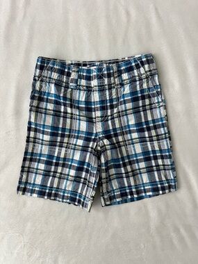 Carter's Blue and White Plaid Flat-Front Toddler  Shorts